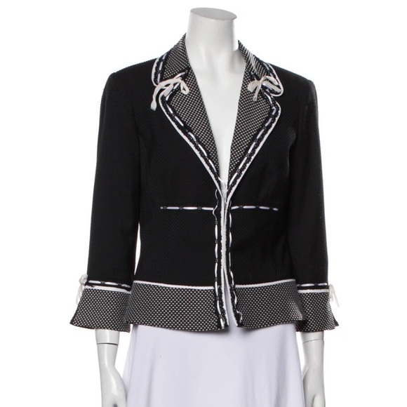 Alberto Makali Colorblock Pattern Blazer in Black White Size 8 - Picture 8 of 8